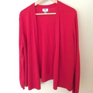 Pink open front knit cardigan